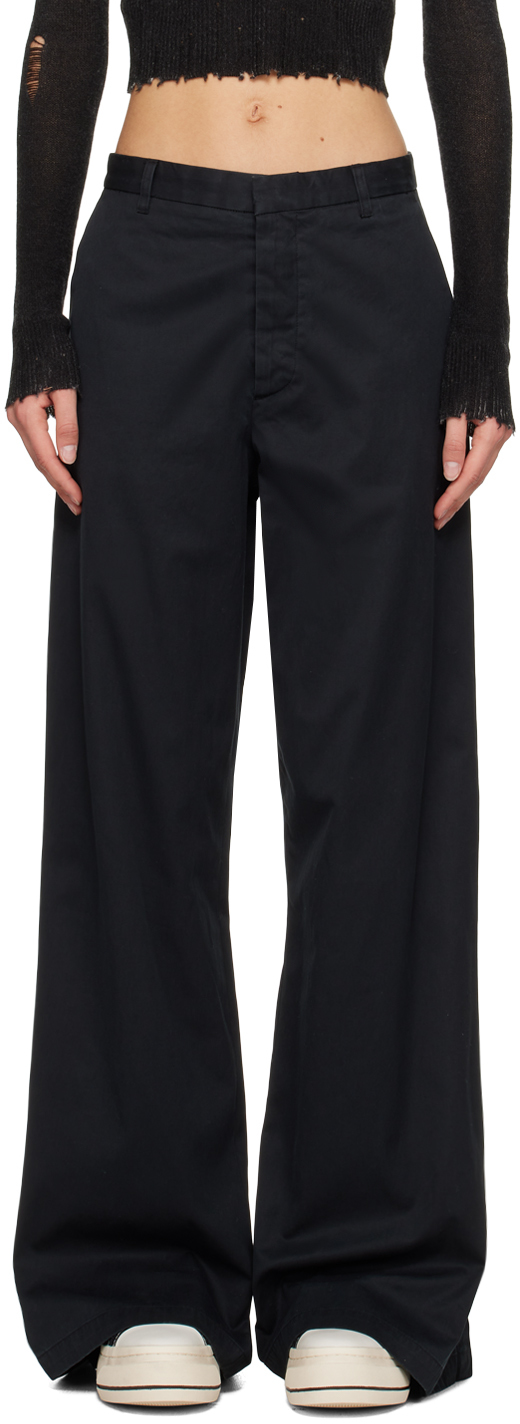 R13 Black Trench Trousers