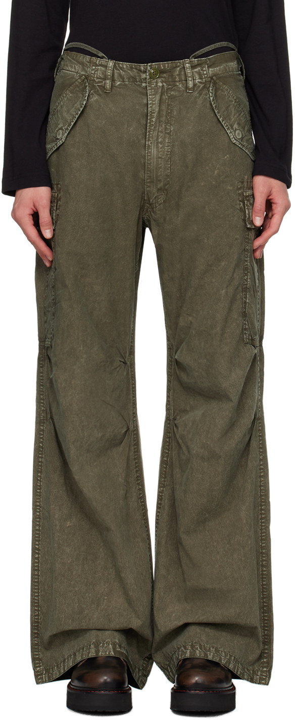 Khaki Wide-Leg Trousers