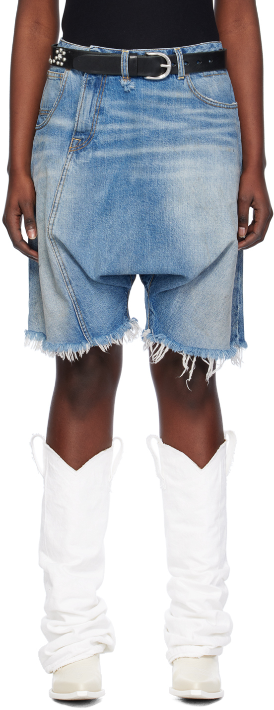 R13 SSENSE Exclusive Blue Twister Denim Shorts SSENSE