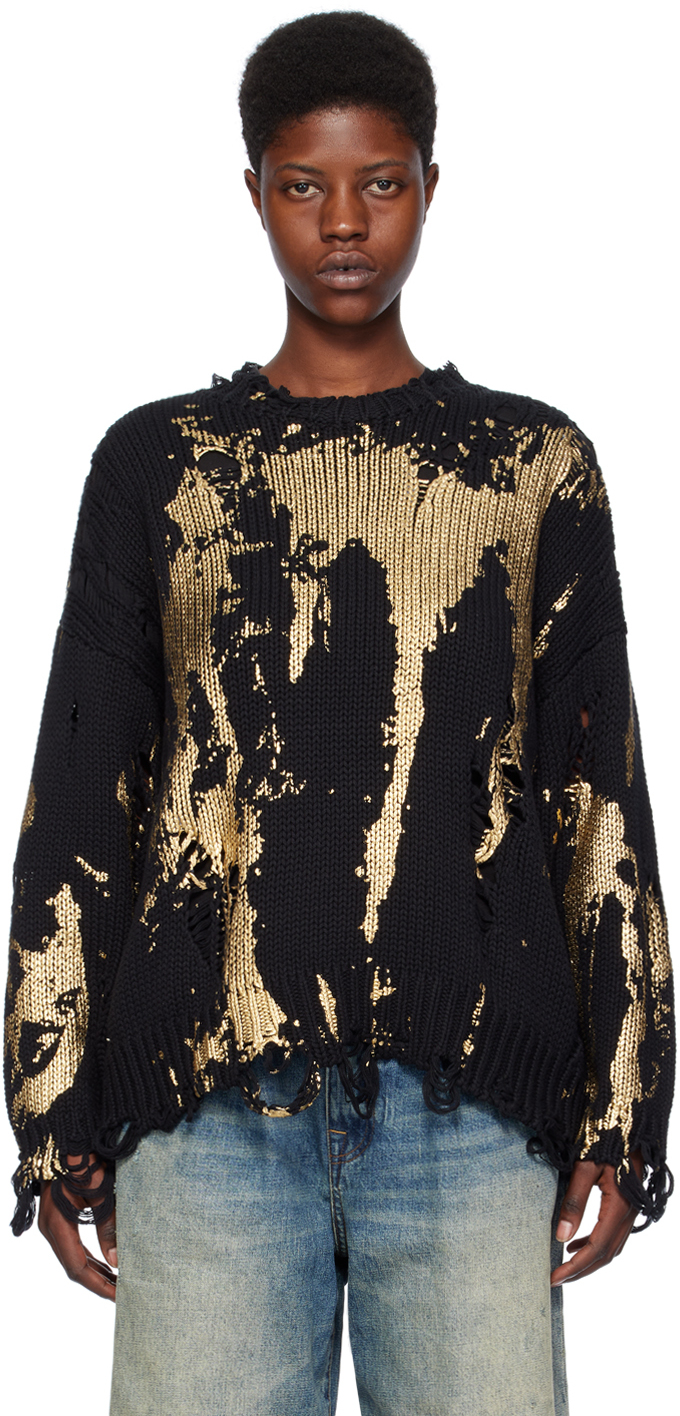 R13 Black Paint Splatter Sweater SSENSE