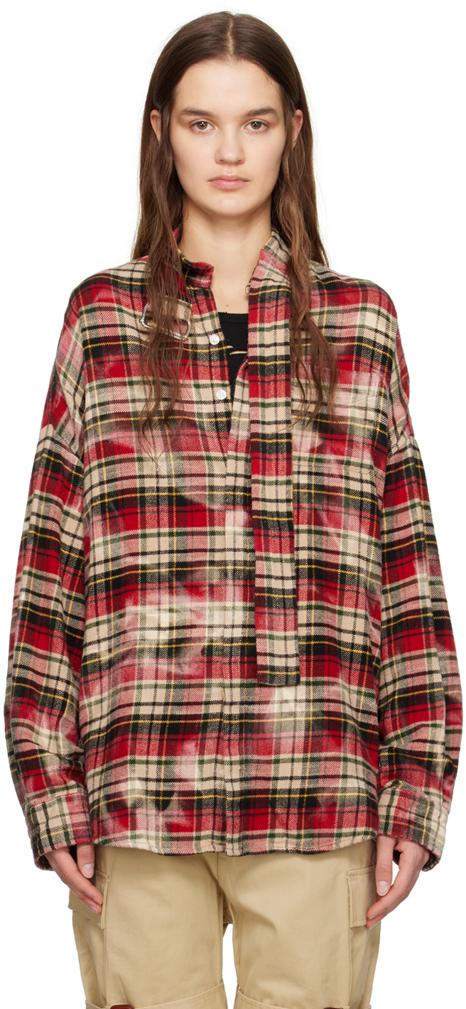 Shop R13 Red & Green Oversized Shirt In Red/green