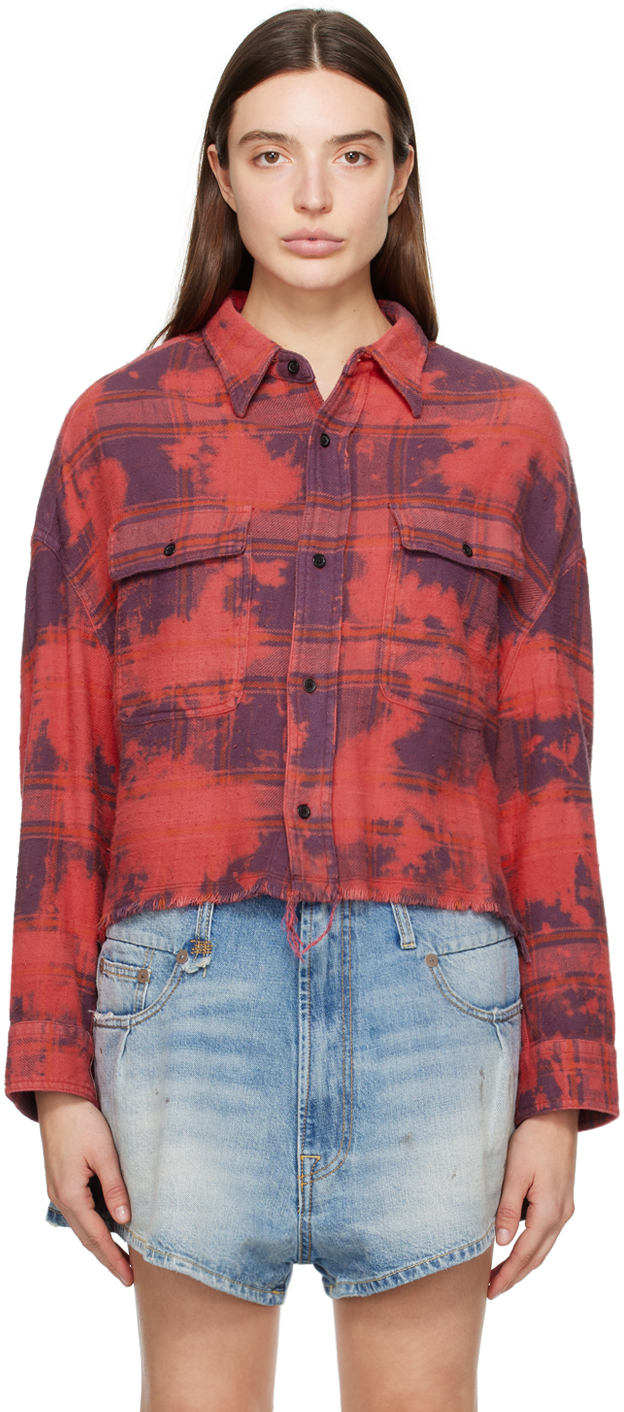 Shop R13 Red Check Shirt In Dusk Red Plaid