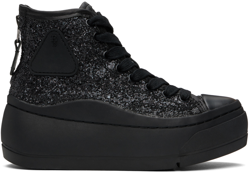 Shop R13 Black Kurt High Top Sneakers In Black Sparkle