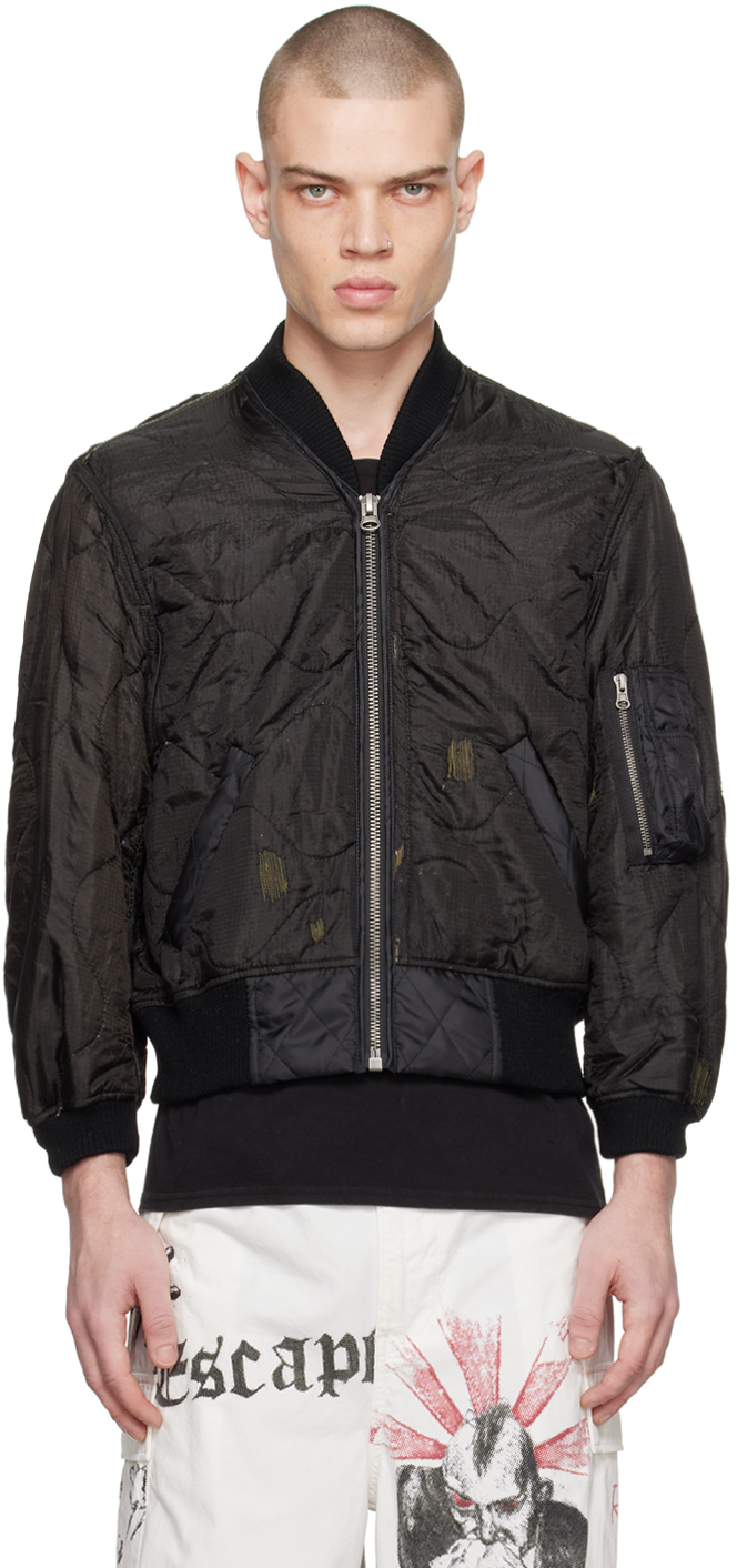 R13 Black Refurbished Liner Bomber Jacket SSENSE