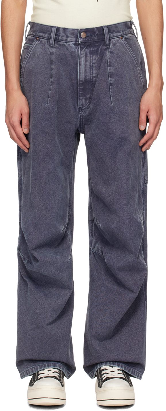 Shop R13 Indigo Glen Carpenter Jeans In Deep Blue G/d Canvas