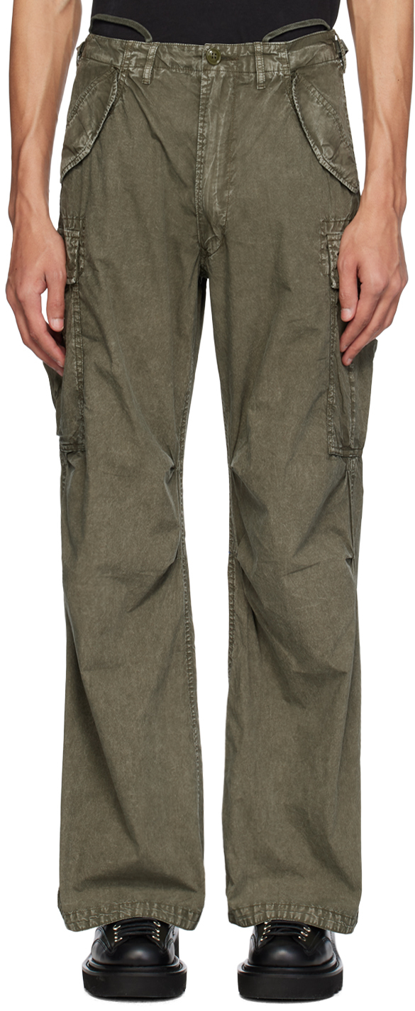 Shop R13 Khaki Wide-leg Cargo Pants In Gd Olive