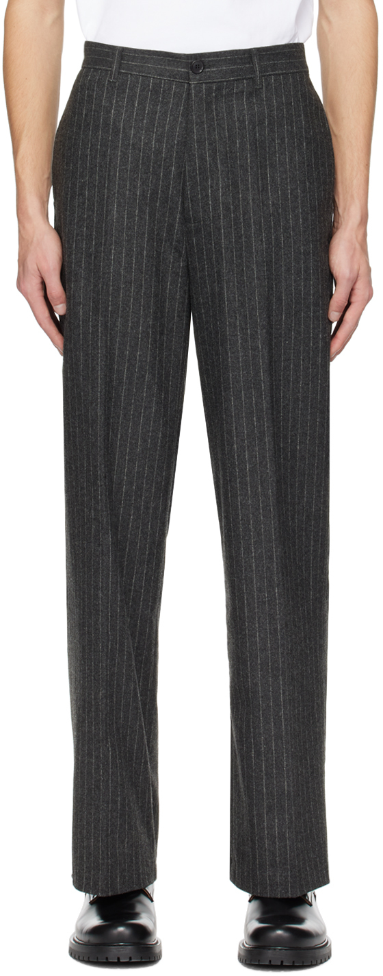 Samsã¸e Samsã¸e Grey Christoph Trousers In Dark Grey Pinstripe