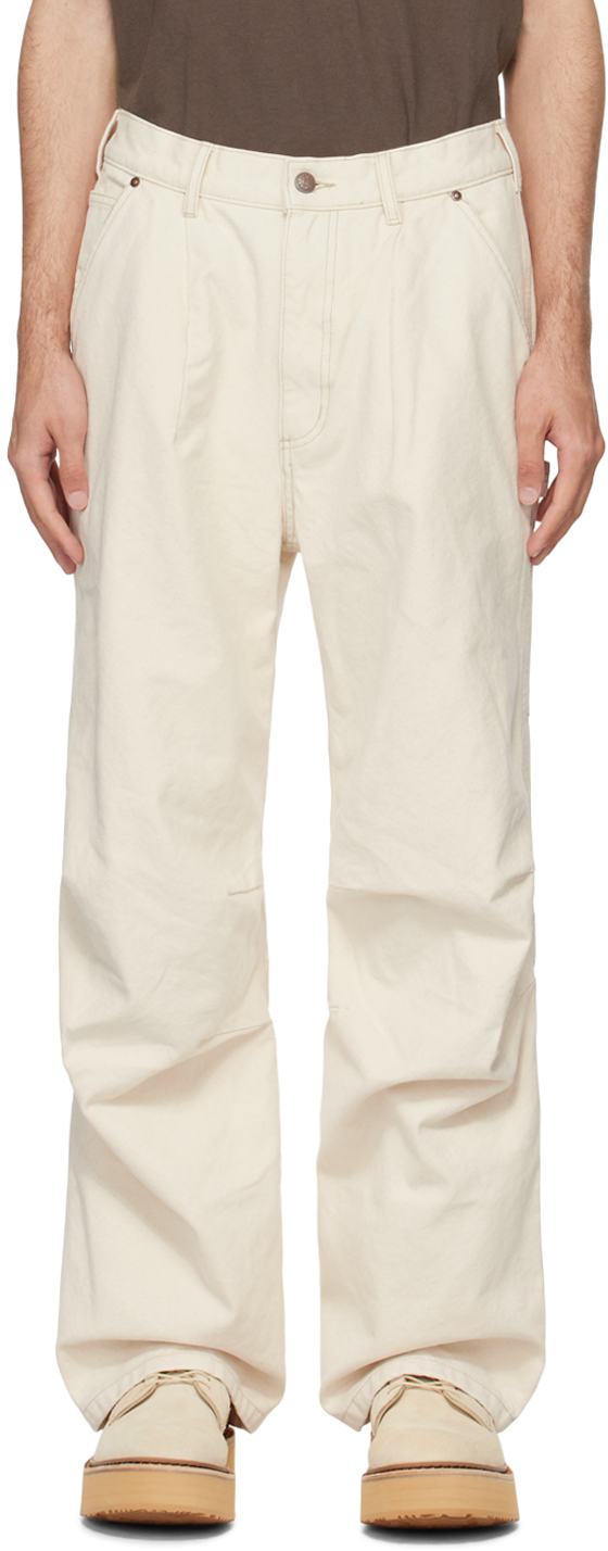 R13 Off-white Glen Carpenter Trousers In Heavy Ecru Canvas