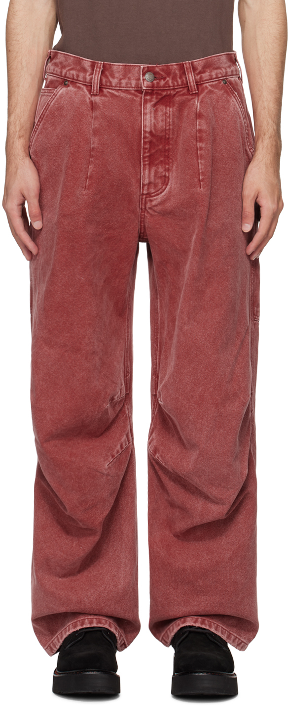 R13 Pink Glen Carpenter Trousers In Heavy Pink Gd Canvas