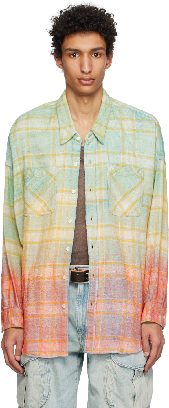 R13 Oversize Rainbow Plaid Shirt