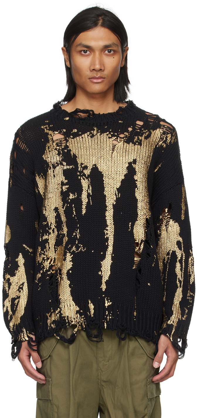 R13 Black Printed Sweater SSENSE