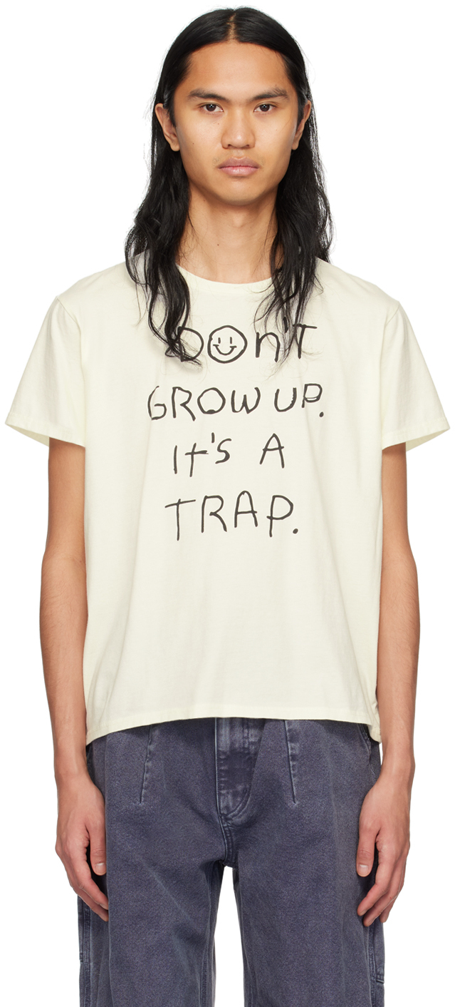 Shop R13 Off-white 'don't Grow Up' T-shirt In Ecru