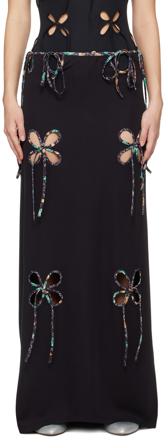 Black Petal Maxi Skirt by J.Kim on Sale