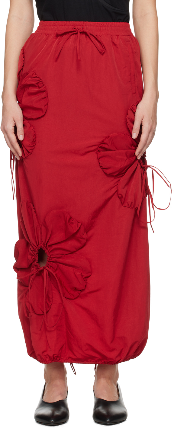 Red Flower Maxi Skirt by J.Kim on Sale