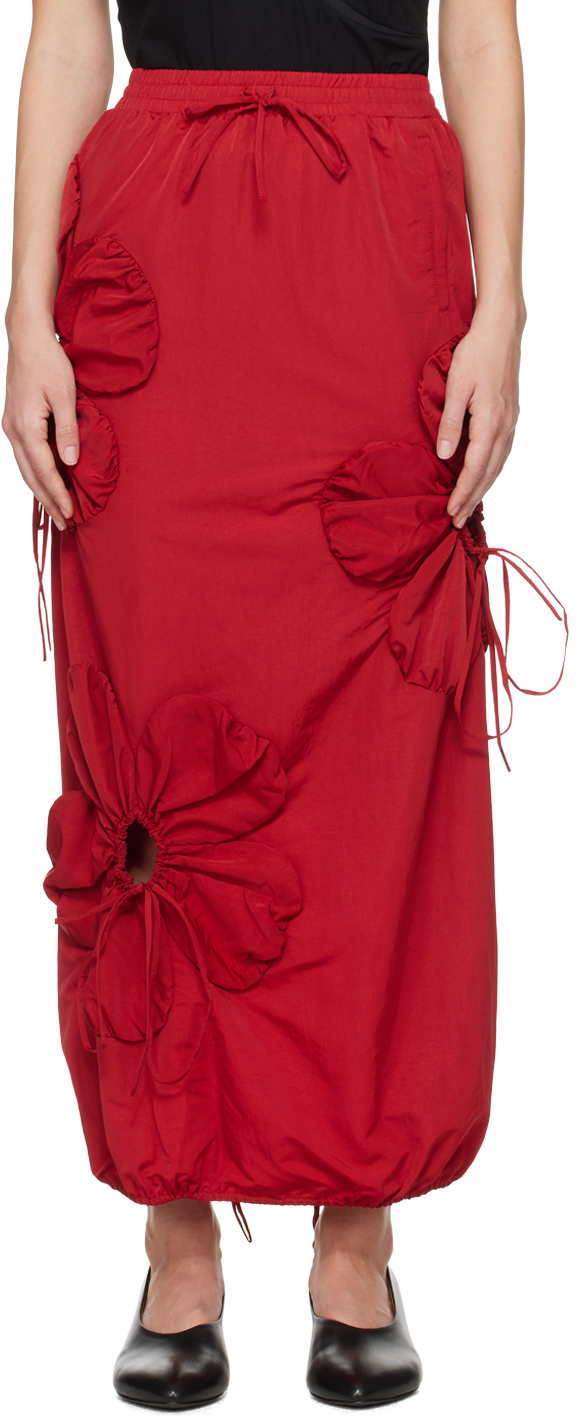 Red Flower Maxi Skirt