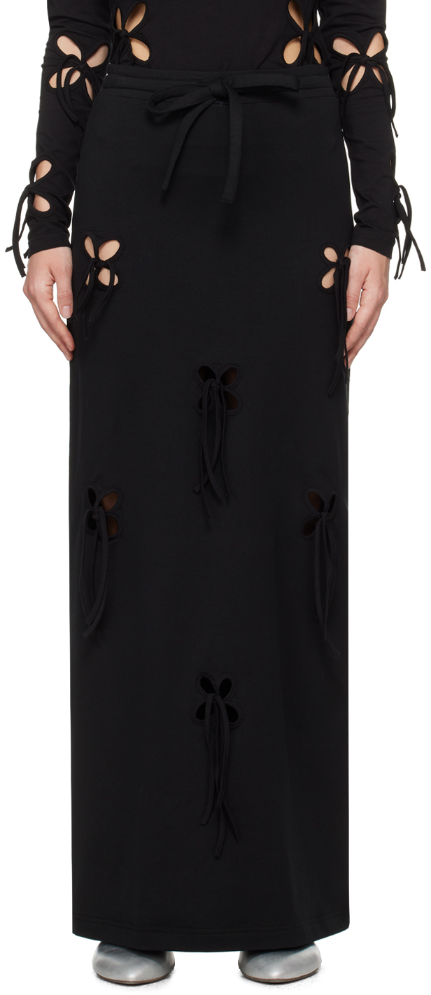 J. Kim Black Petal Maxi Skirt