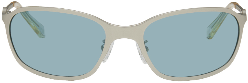 Shop A Better Feeling Silver Paxis Sunglasses In Steel/cloud Blue