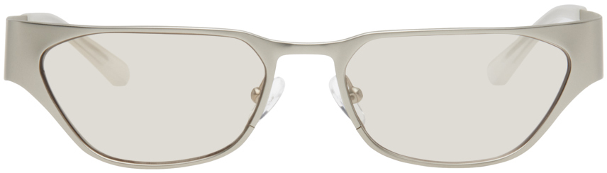 Shop A Better Feeling Silver Echino Sunglasses In Steel + Amber