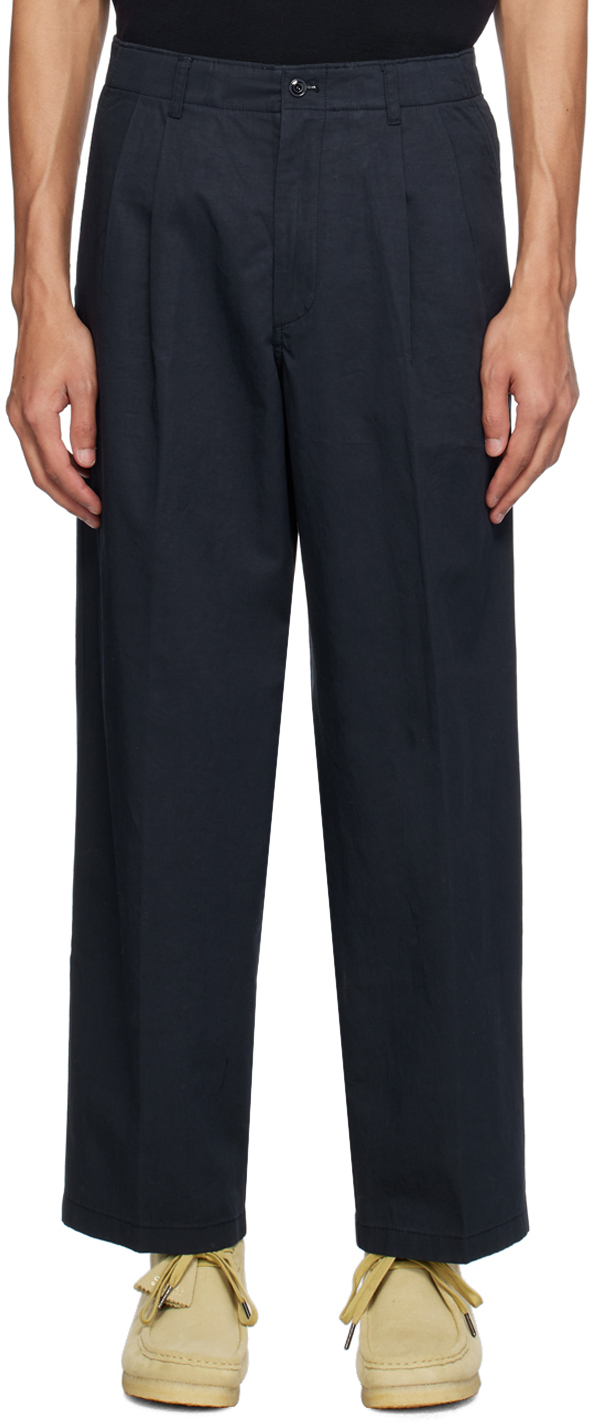 Navy Two Pleated Trousers