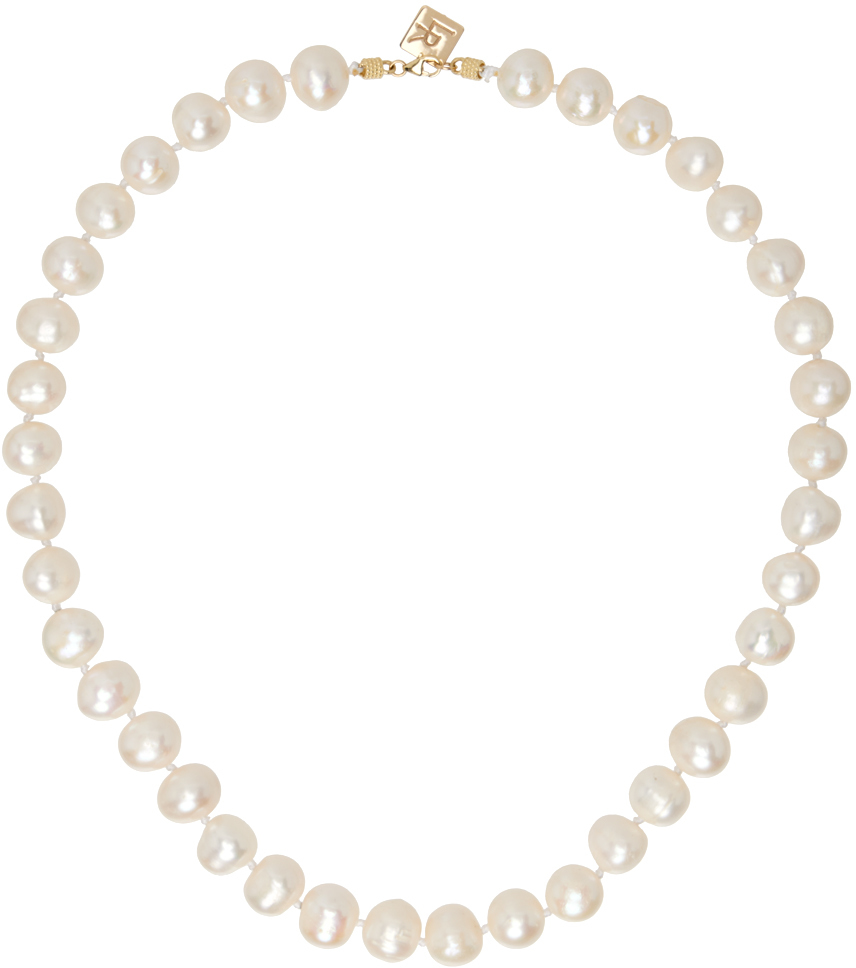 Lauren Rubinski White Marella Necklace In Gold