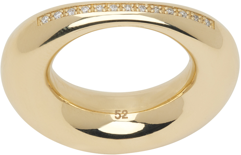 Lauren Rubinski Gold White Diamond Ring In 14k Yellow Gold