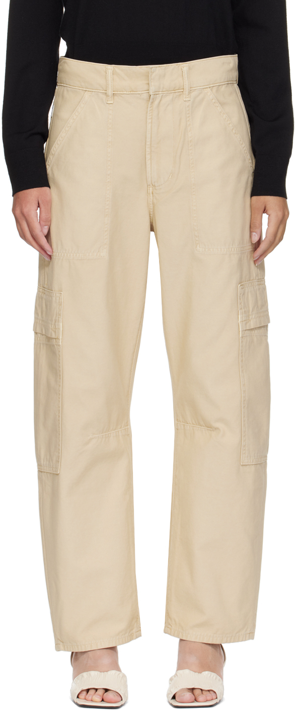 Shop Citizens Of Humanity Beige Marcelle Cargo Pants In Taos Sand (lt Khaki)