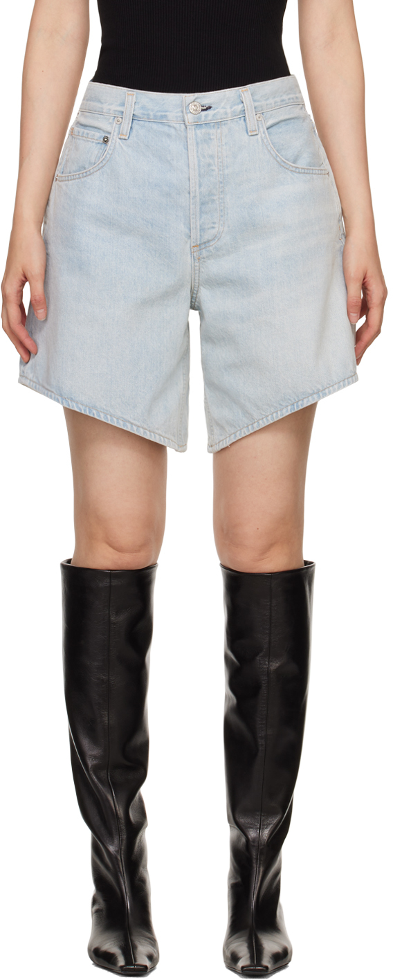 Shop Citizens Of Humanity Blue Gaucho Denim Shorts In Laderia (lt Ind)