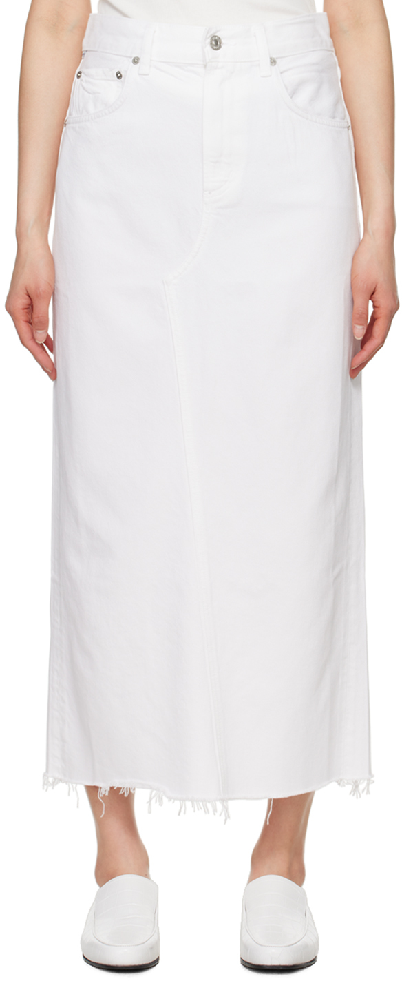 Shop Citizens Of Humanity Off-white Circolo Denim Maxi Skirt In Cannoli (off White)