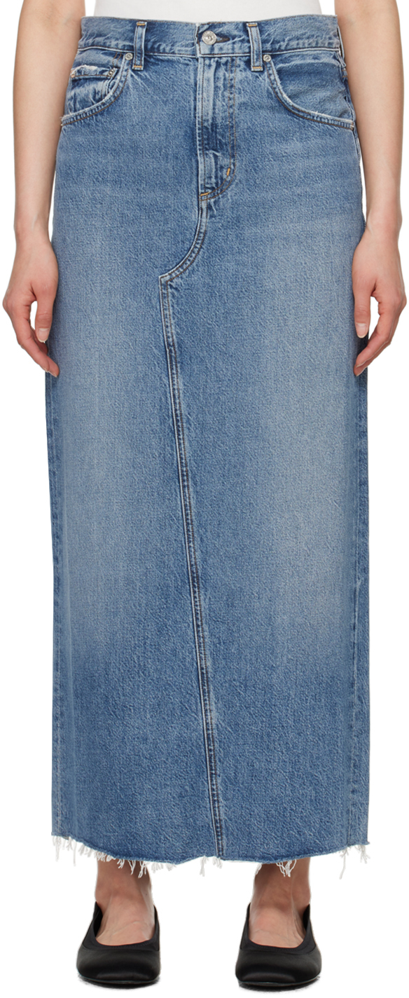 Blue Circolo Denim Maxi Skirt by Citizens of Humanity on Sale