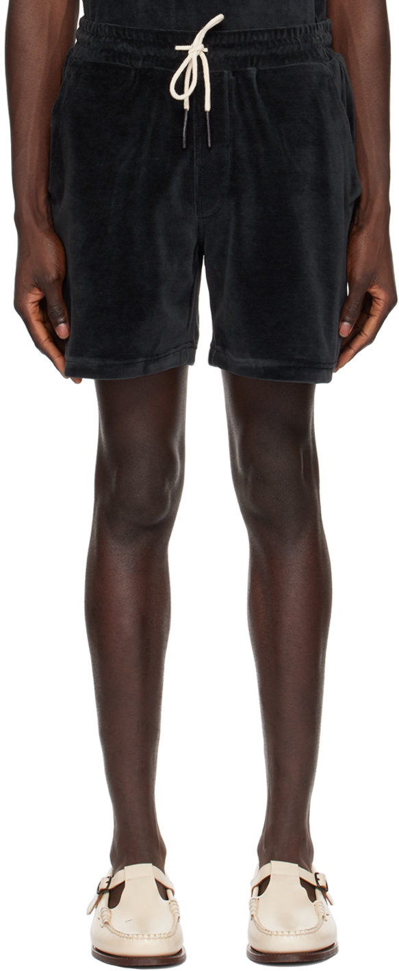 Shop Oas Black Drawstring Shorts In Nearly Black