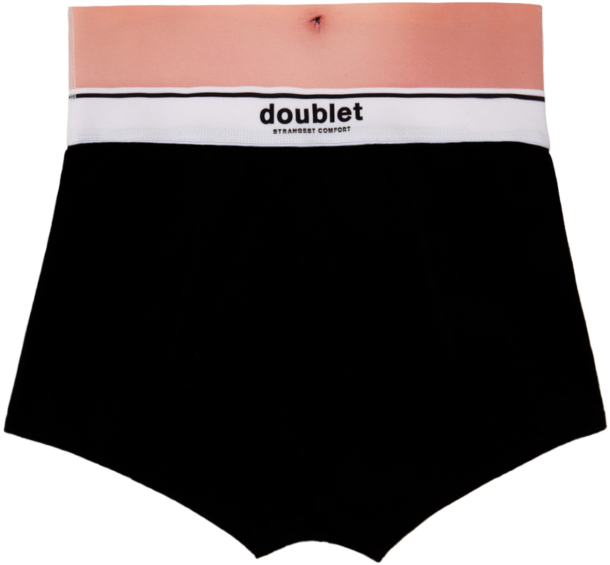 Shop Doublet Black Printed Boxers In Skin/blk