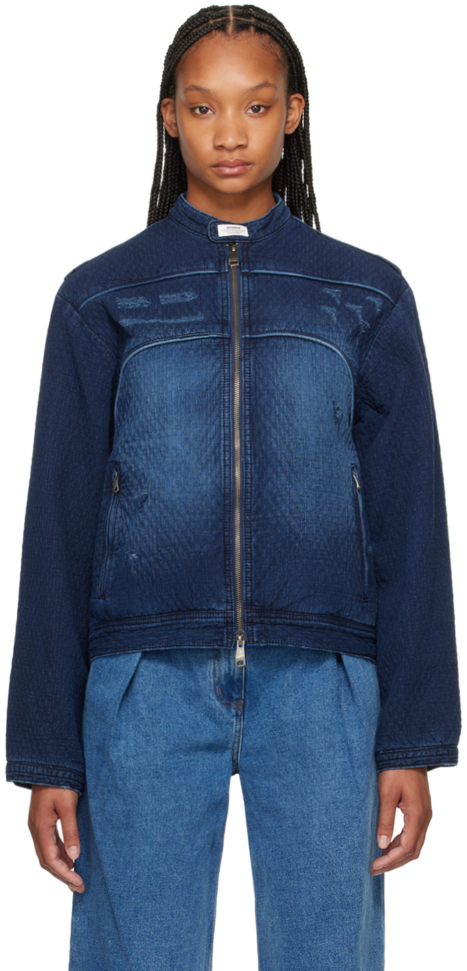 Shop Ader Error Indigo Pelter Denim Jacket In Blue
