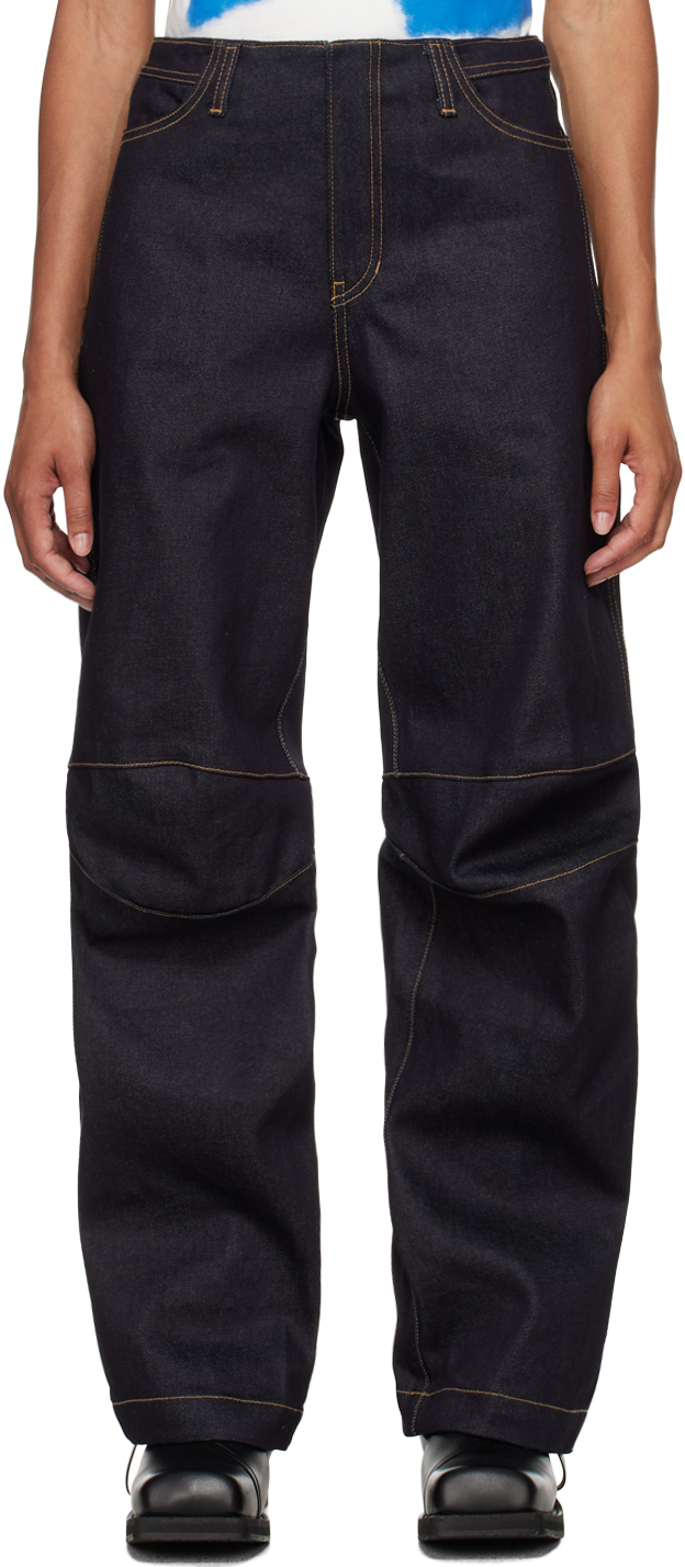 Shop Ader Error Navy Saud Jeans In Dark Navy