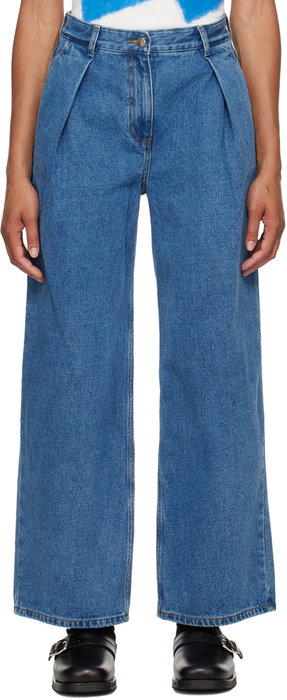 ADER error: Blue Pleated Jeans | SSENSE