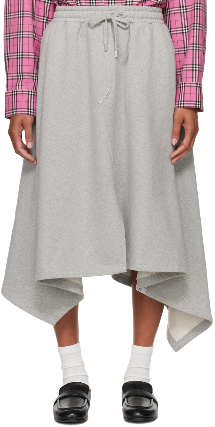 Gray Asymmetric Midi Skirt