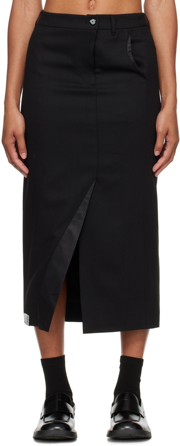 Shop Ader Error Black Rogat Midi Skirt In Noir