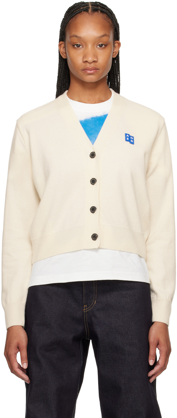Shop Ader Error Off-white Significant Buttoned Cardigan In Oatmeal