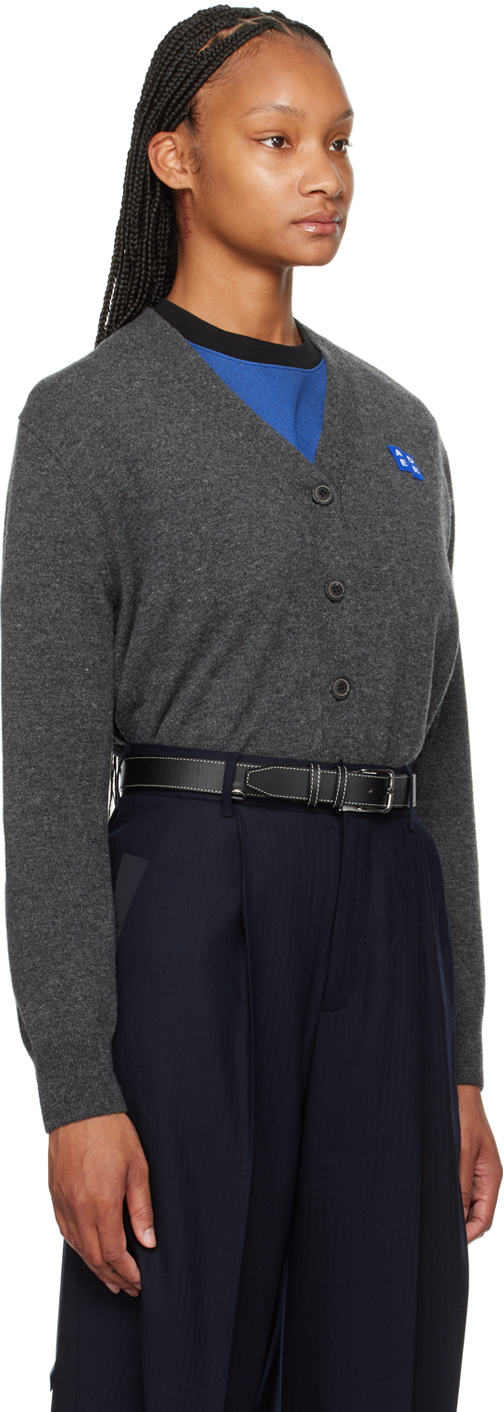 Ader Error Gray Trs Tag Cardigan In Charcoal