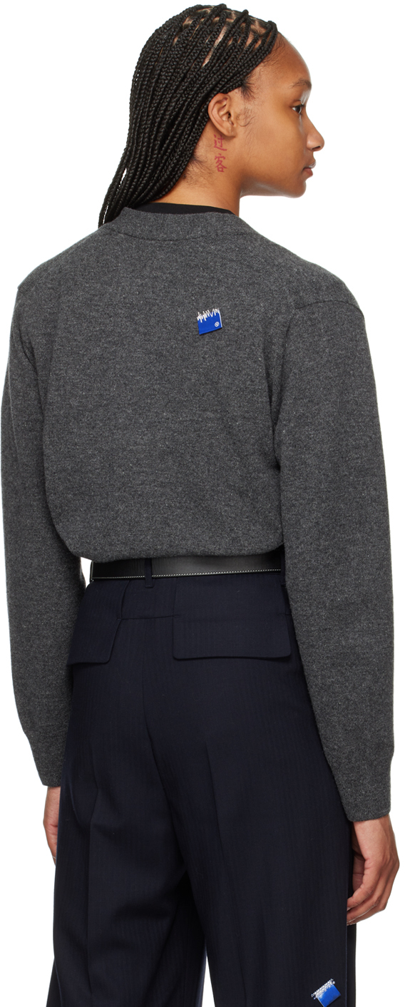 Ader Error Gray Trs Tag Cardigan In Charcoal