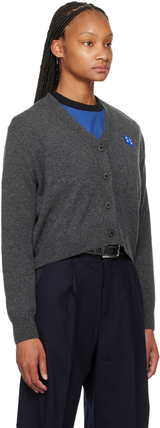 Ader Error Gray Trs Tag Cardigan In Charcoal