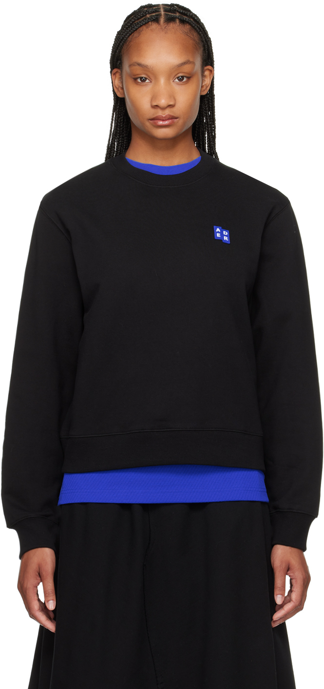 Shop Ader Error Black Significant Crewneck Sweatshirt In Noir
