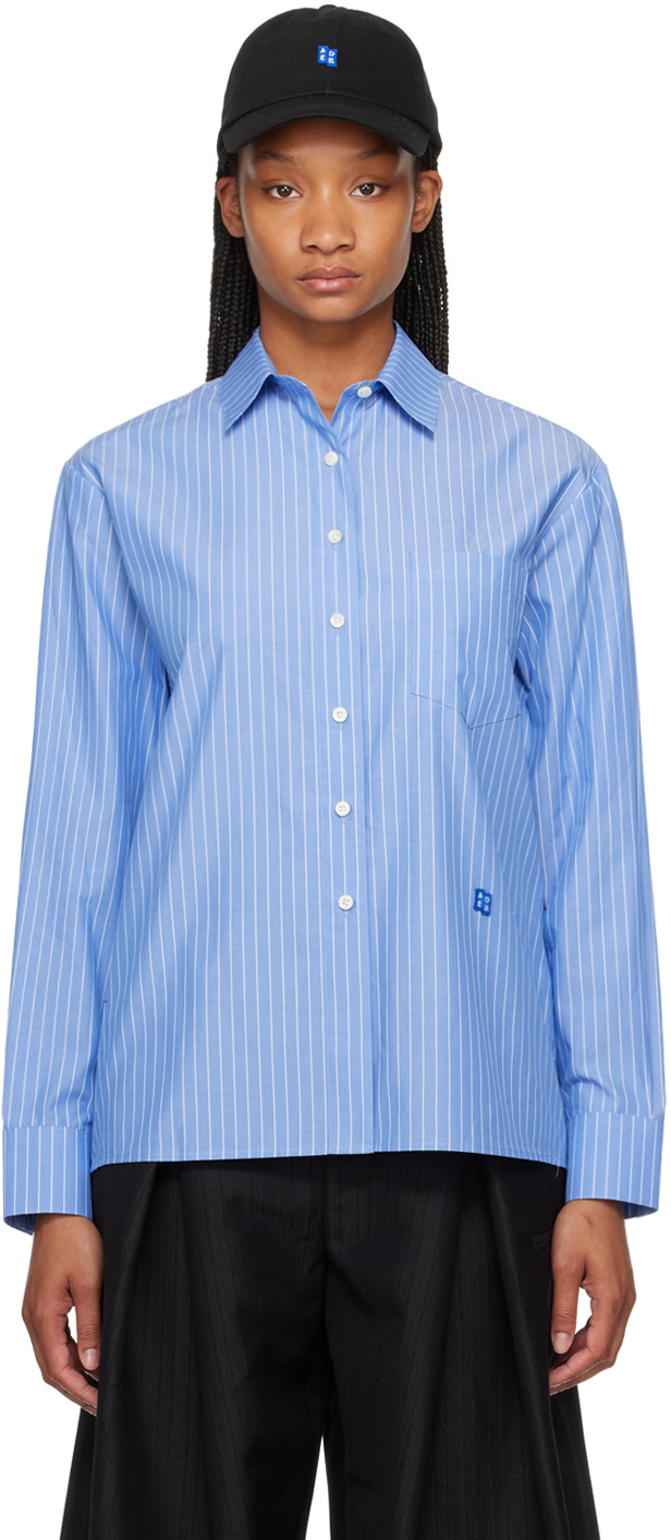 Shop Ader Error Blue Significant Patch Shirt In Stripe