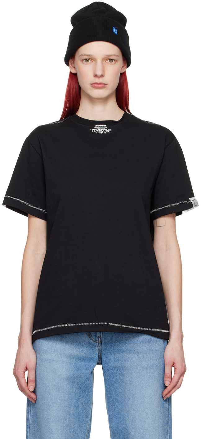 Shop Ader Error Black Contrast T-shirt In Noir