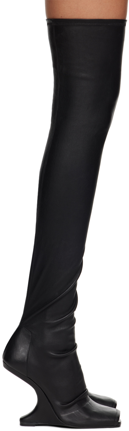Shop Rick Owens Black Cantilever 11 Thigh High Boots In 09 Black
