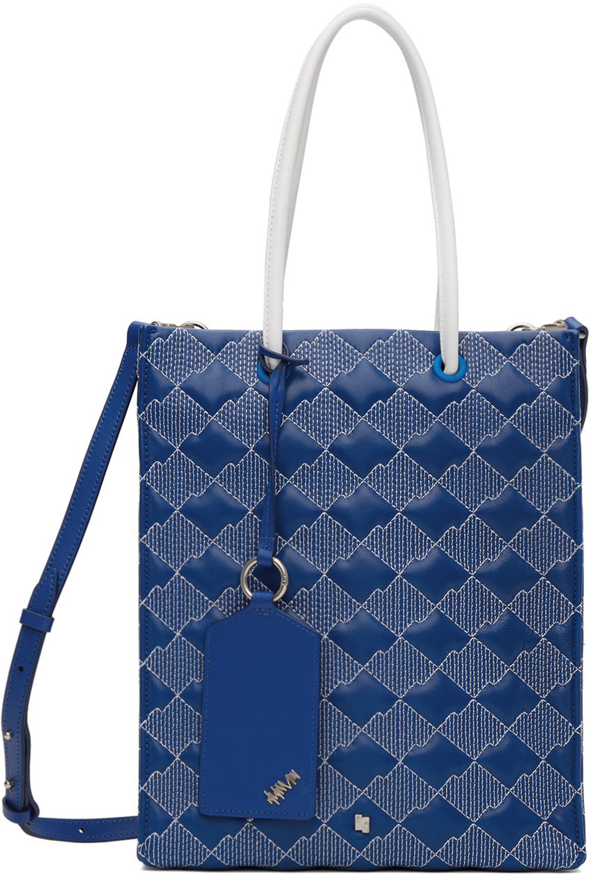 Blue Quilted Shopper Tote