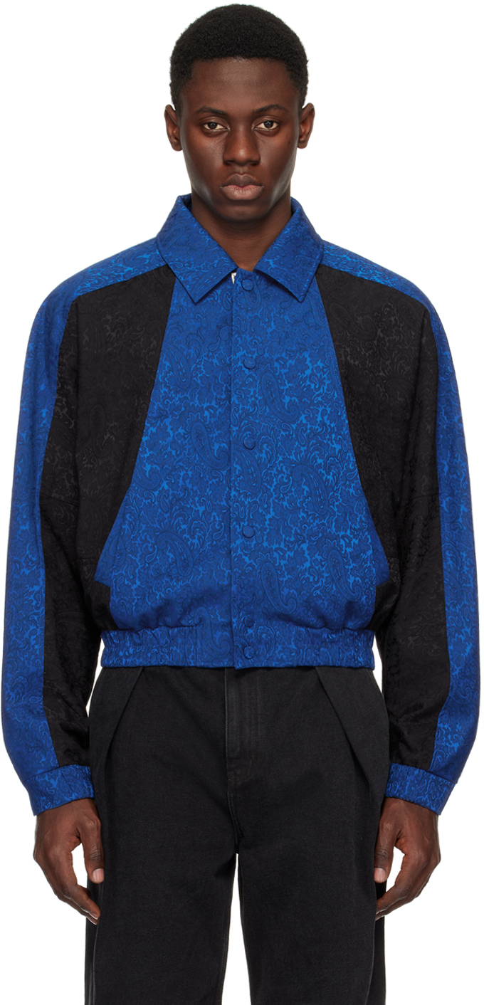 Blue & Black Jacquard Jacket