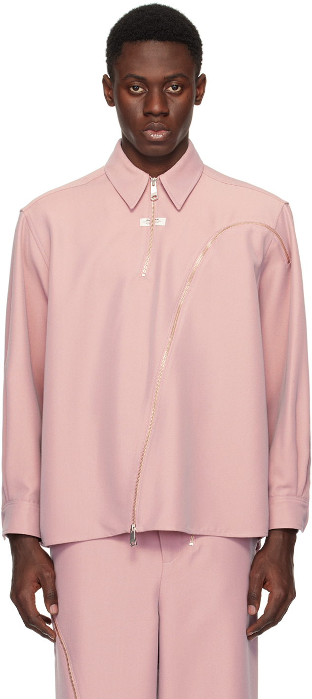 Ader Error high-low zip-up shirt - Pink