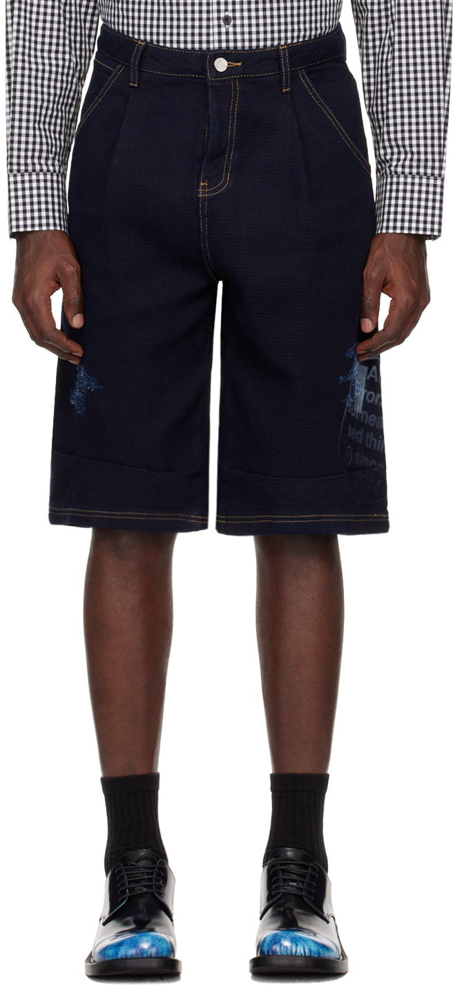 Navy Distressed Shorts