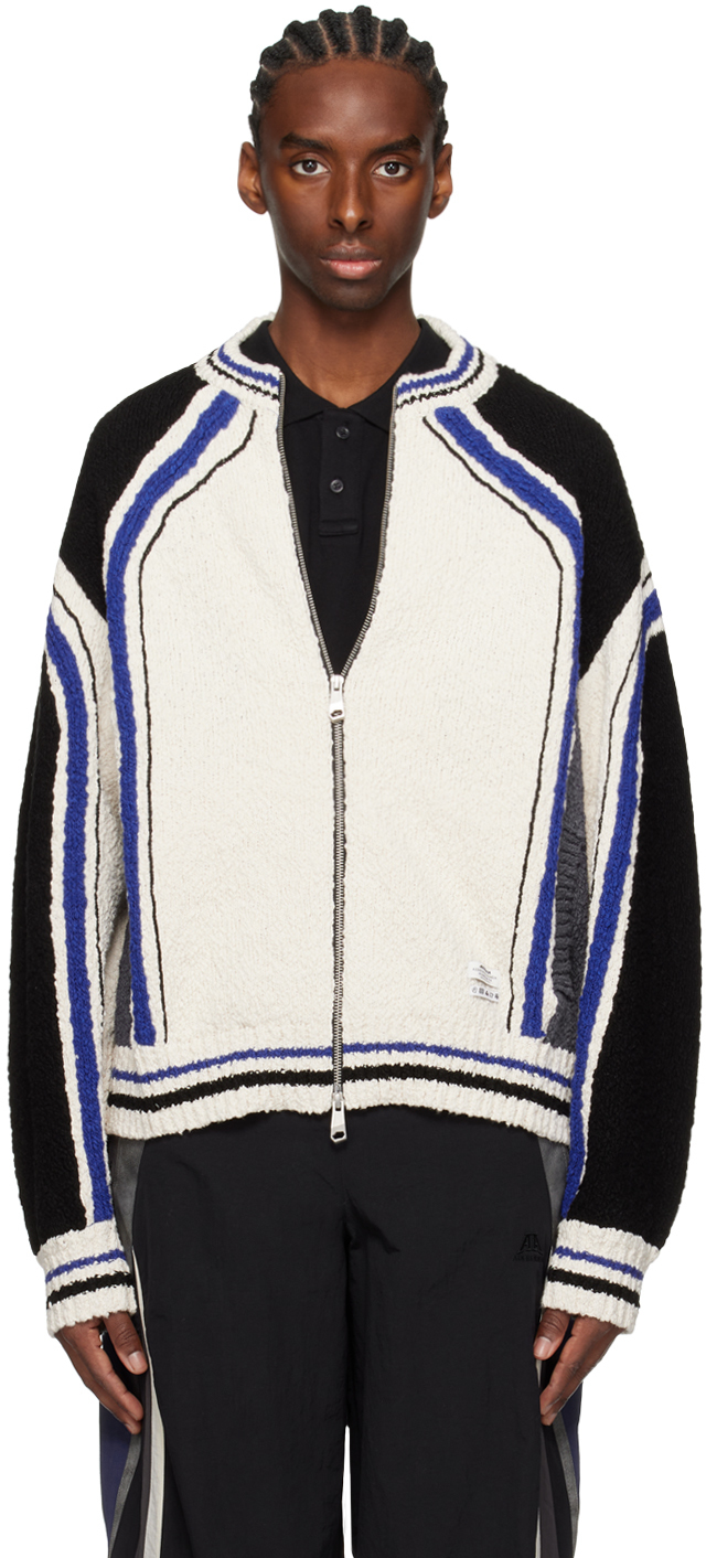 Shop Ader Error Black & White Striped Sweater In Noir