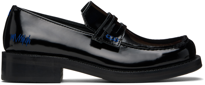 Shop Ader Error Black Leather Loafers In Noir